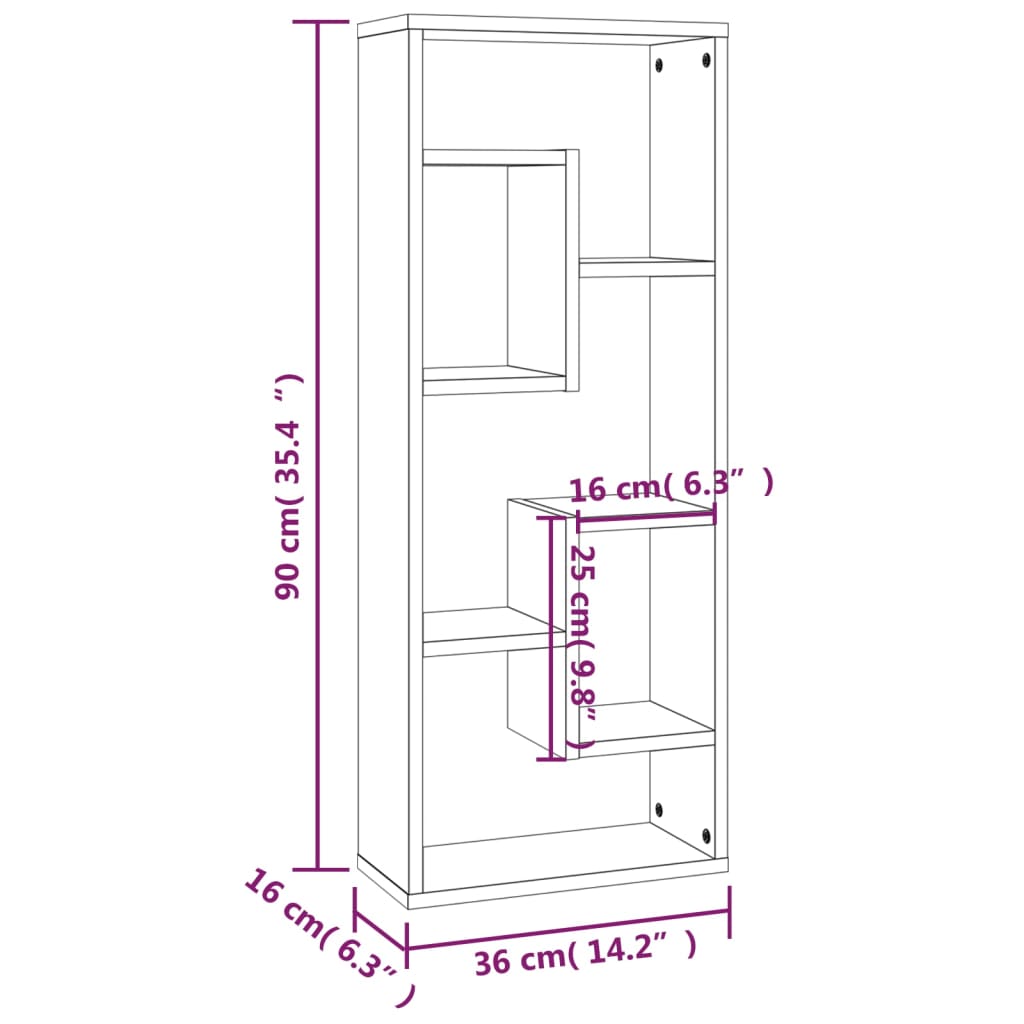 Mensola a Muro Grigio Sonoma 36x16x90 cm in Legno Multistrato - homemem39