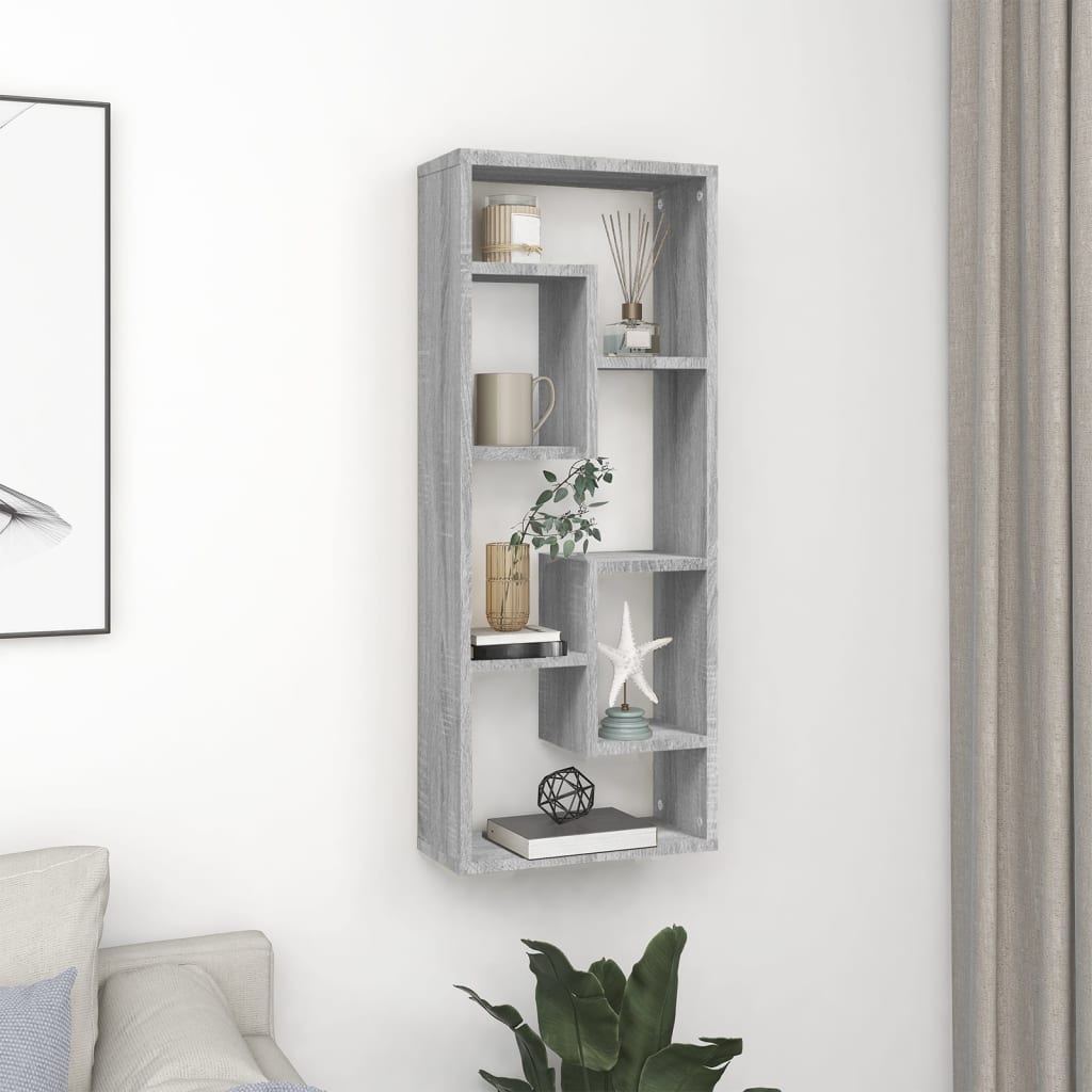 Mensola a Muro Grigio Sonoma 36x16x90 cm in Legno Multistrato - homemem39