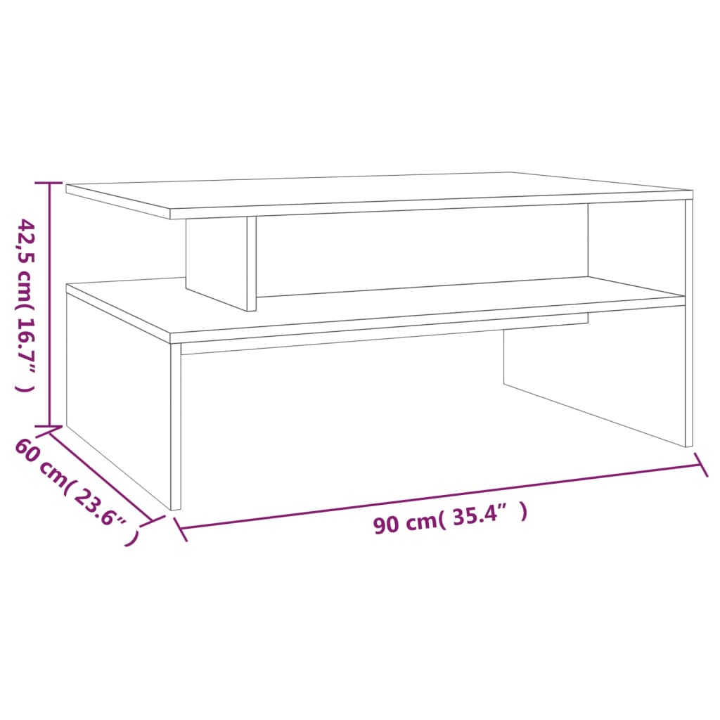 Tavolino da Salotto Rovere Fumo 90x60x42,5 cm Legno Multistrato - homemem39