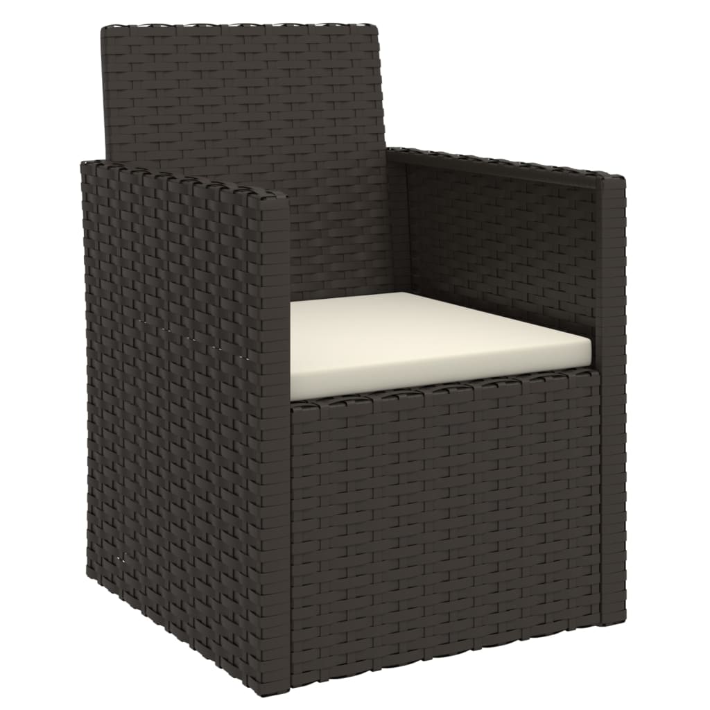 Set Divani da Esterno 3 pz con Cuscini Nero in Polyrattan - homemem39