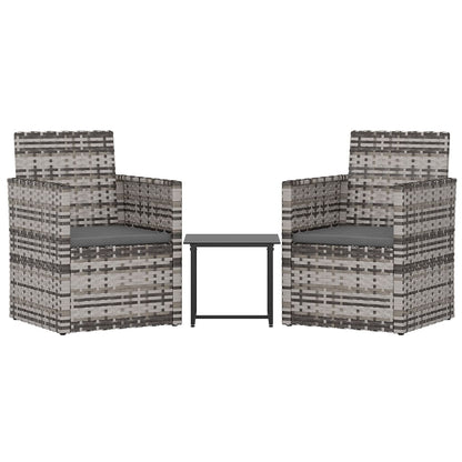 Set Divani da Esterno 3 pz con Cuscini in Polyrattan Grigio - homemem39