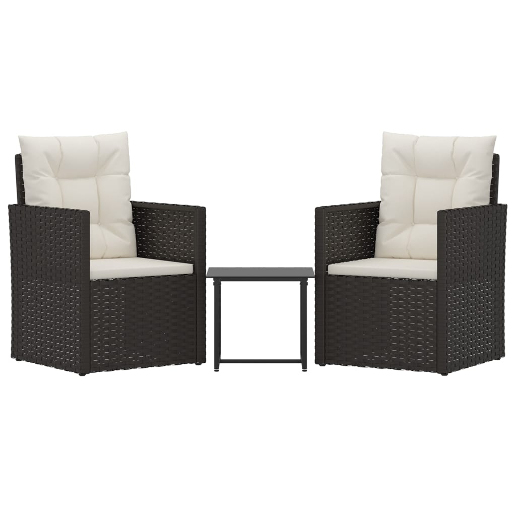 Set Divani da Esterno 3 pz con Cuscini in Polyrattan Nero - homemem39