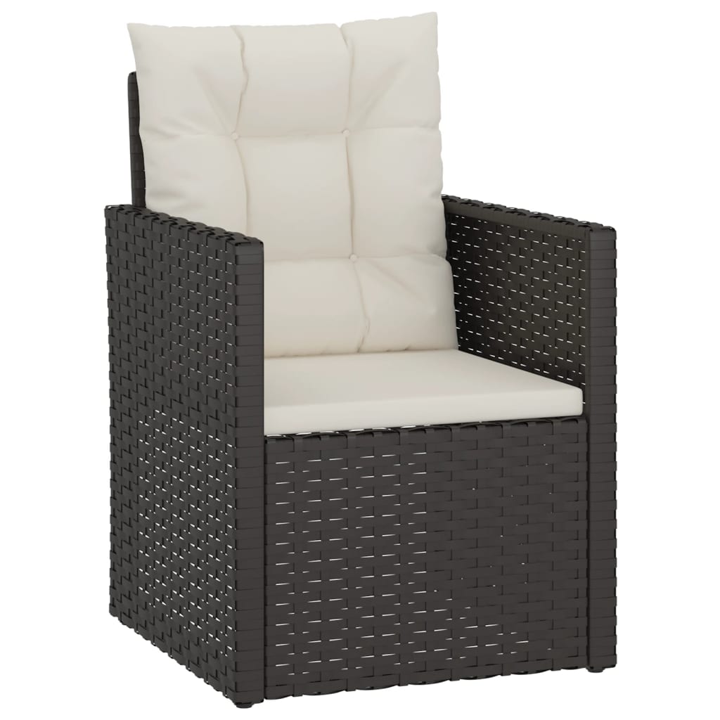 Set Divani da Esterno 3 pz con Cuscini in Polyrattan Nero - homemem39