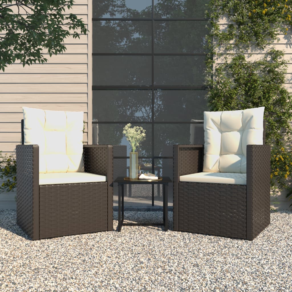 Set Divani da Esterno 3 pz con Cuscini in Polyrattan Nero - homemem39