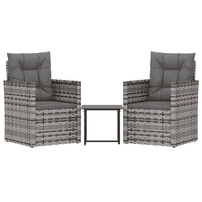 Set Divani da Esterno 3 pz con Cuscini in Polyrattan Grigio - homemem39