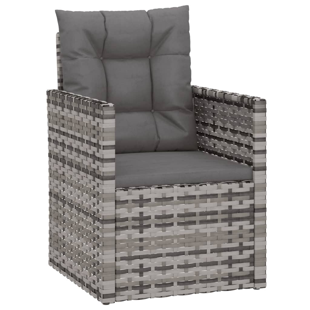 Set Divani da Esterno 3 pz con Cuscini in Polyrattan Grigio - homemem39