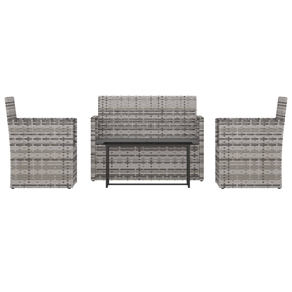 Set Divani da Esterno 4 pz con Cuscini in Polyrattan Grigio - homemem39