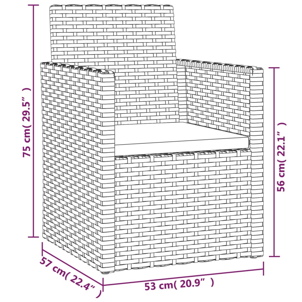 Set Divani da Esterno 4 pz con Cuscini in Polyrattan Grigio - homemem39