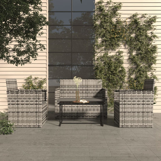 Set Divani da Esterno 4 pz con Cuscini in Polyrattan Grigio - homemem39