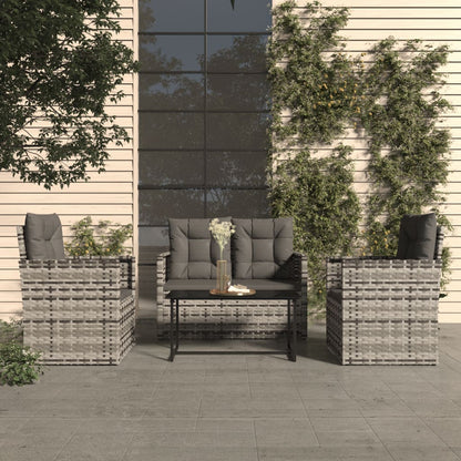 Set Divani da Esterno 4 pz con Cuscini in Polyrattan Grigio - homemem39