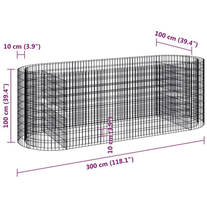 Gabbione con Letto Rialzato in Ferro Zincato 300x100x100 cm - homemem39