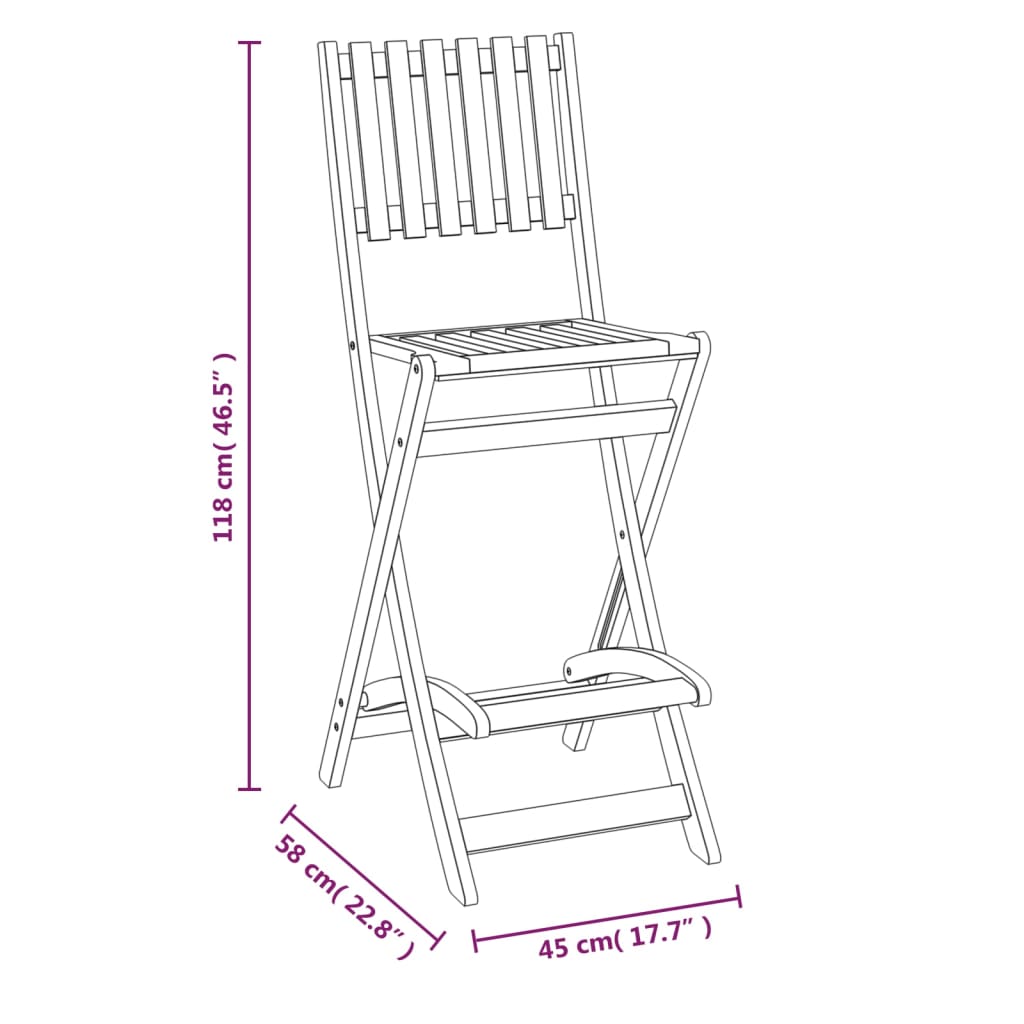 Set da Bar per Esterni 5 pz in Legno Massello di Acacia - homemem39