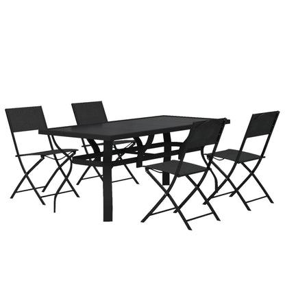 Set da Pranzo per Giardino 5 pz Grigio e Nero - homemem39