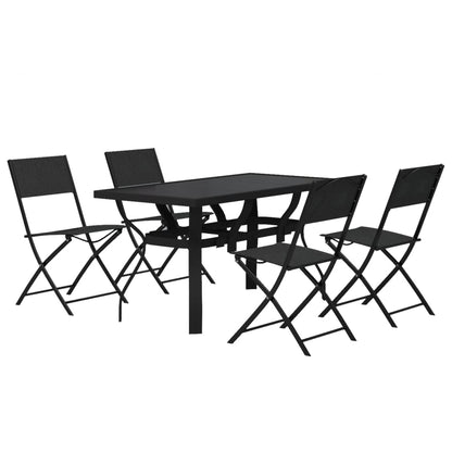 Set da Pranzo per Giardino 5 pz Grigio e Nero - homemem39