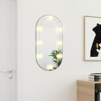 Specchio con Luci LED 80x40 cm Ovale in Vetro - homemem39