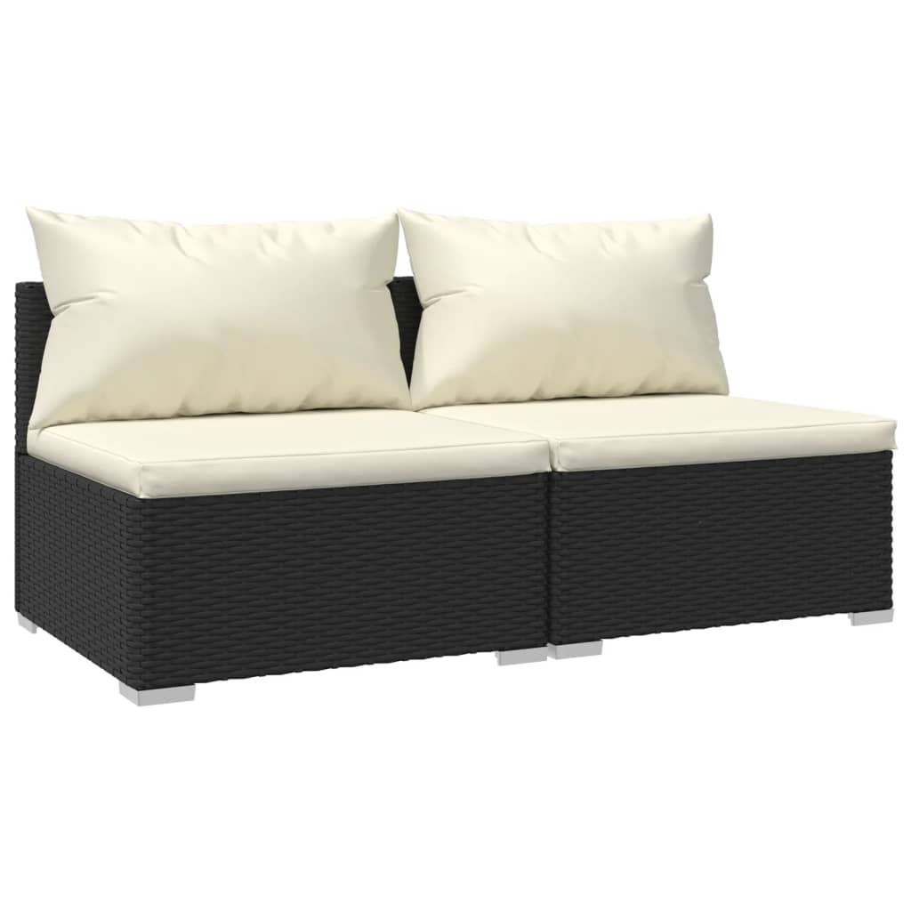 Set Divani da Giardino 2 pz con Cuscini in Polyrattan Nero - homemem39