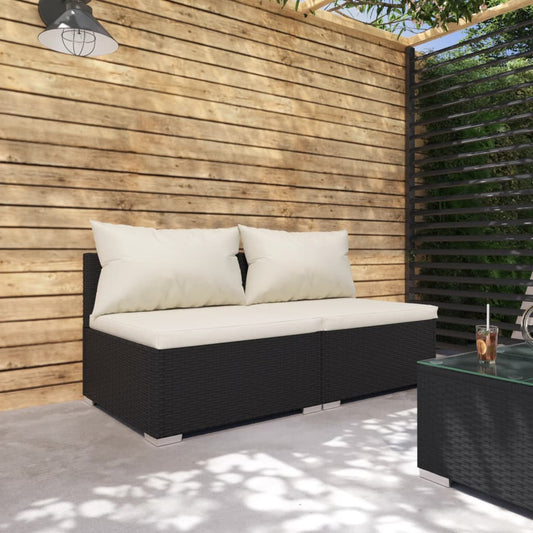 Set Divani da Giardino 2 pz con Cuscini in Polyrattan Nero - homemem39