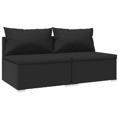 Set Divani da Giardino 2 pz con Cuscini in Polyrattan Nero - homemem39