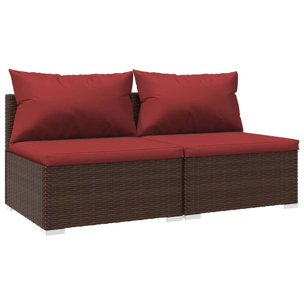 Set Divani da Giardino 2 pz con Cuscini in Polyrattan Marrone - homemem39