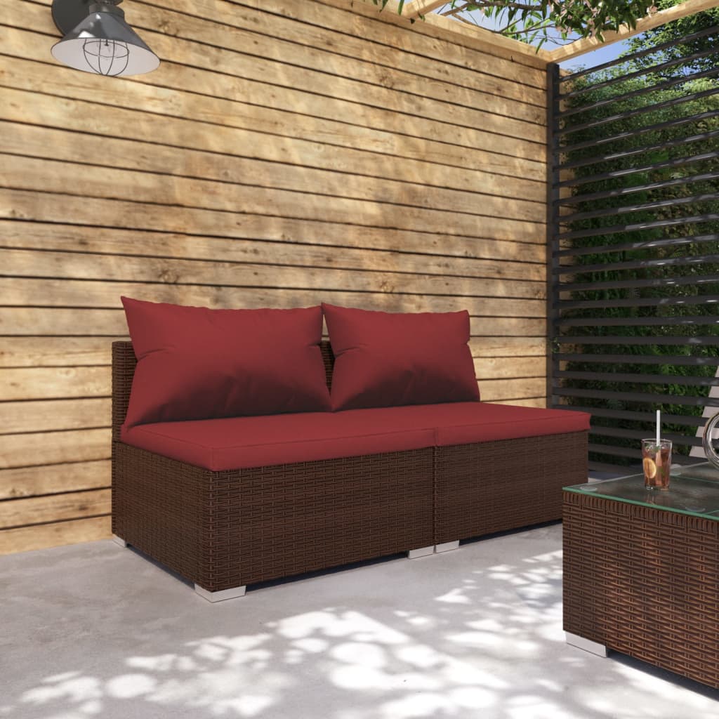 Set Divani da Giardino 2 pz con Cuscini in Polyrattan Marrone - homemem39