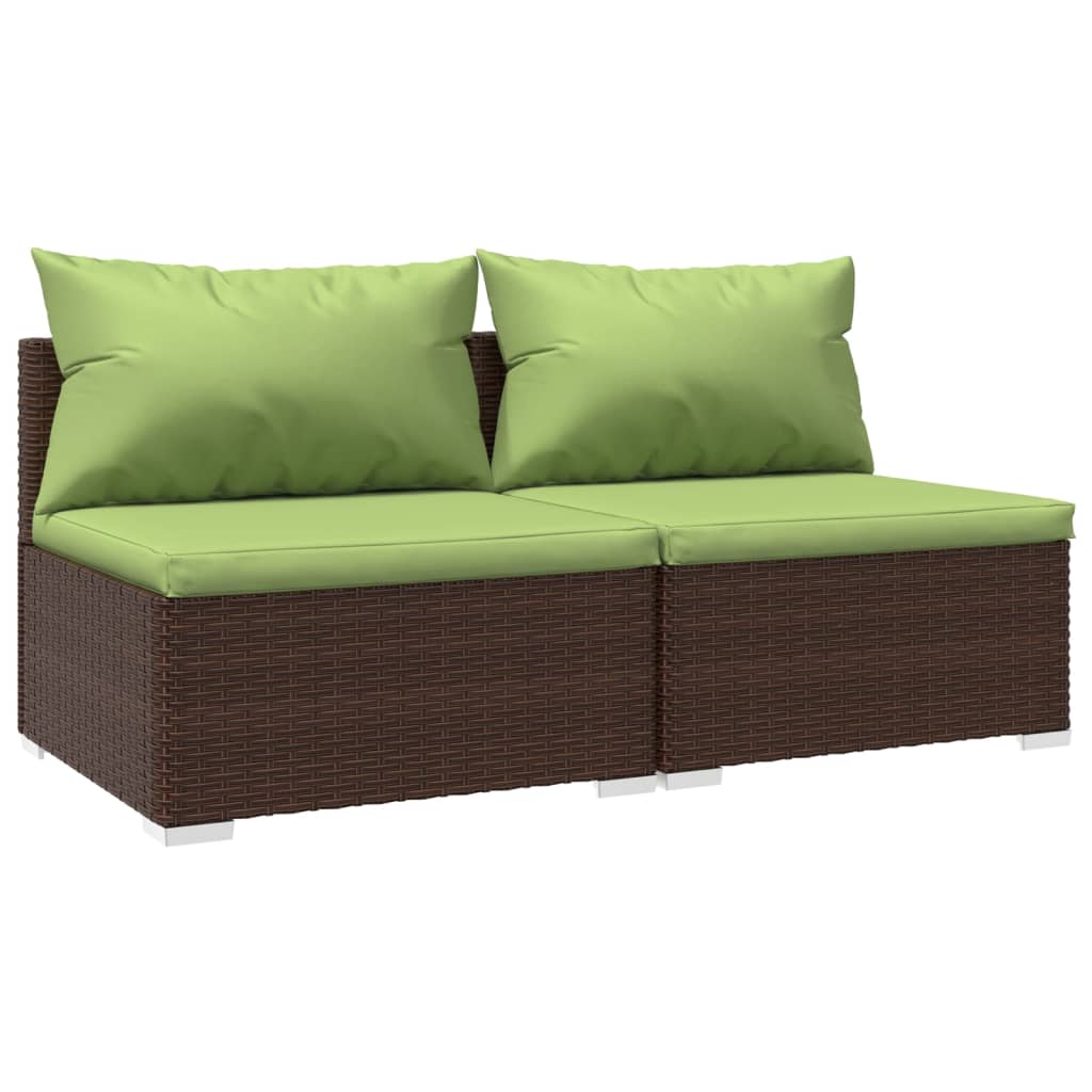 Set Divani da Giardino 2 pz con Cuscini in Polyrattan Marrone - homemem39