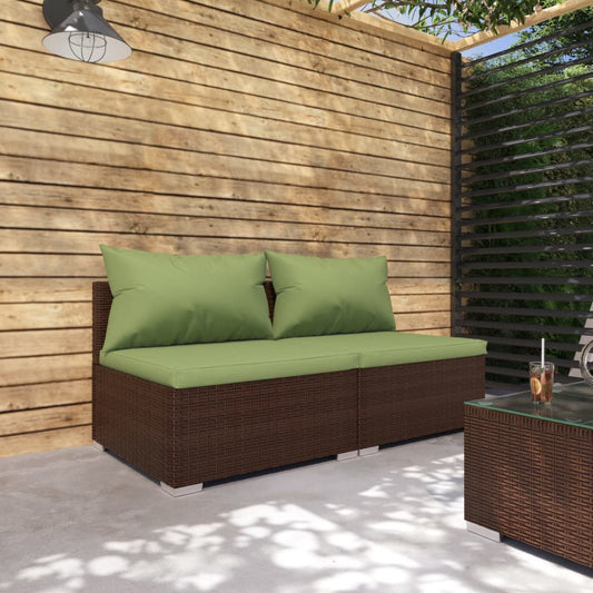 Set Divani da Giardino 2 pz con Cuscini in Polyrattan Marrone - homemem39