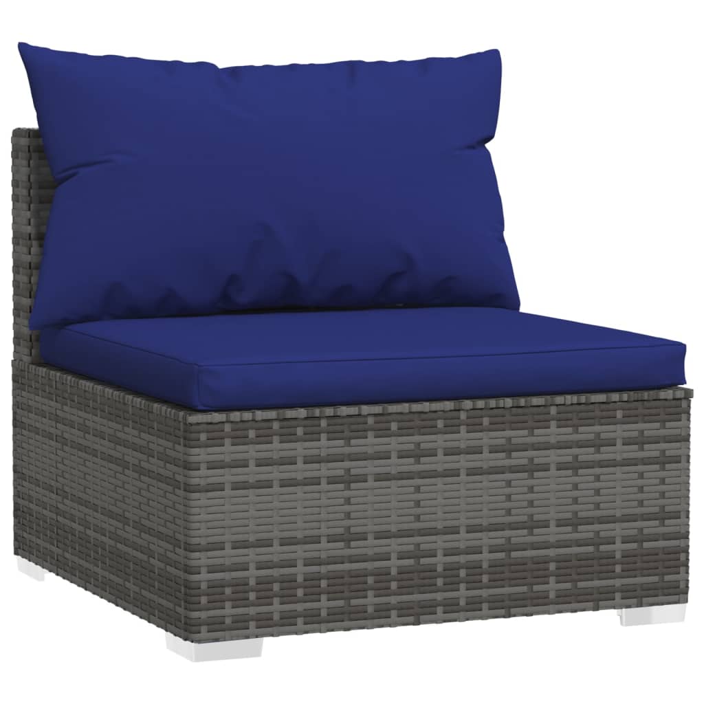 Set Divani da Giardino 2 pz con Cuscini in Polyrattan Grigio - homemem39