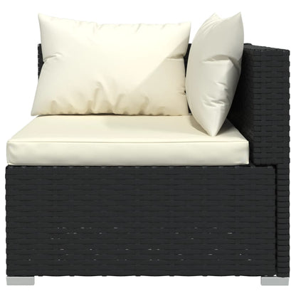 Set Divani da Giardino 4 pz con Cuscini in Polyrattan Nero - homemem39