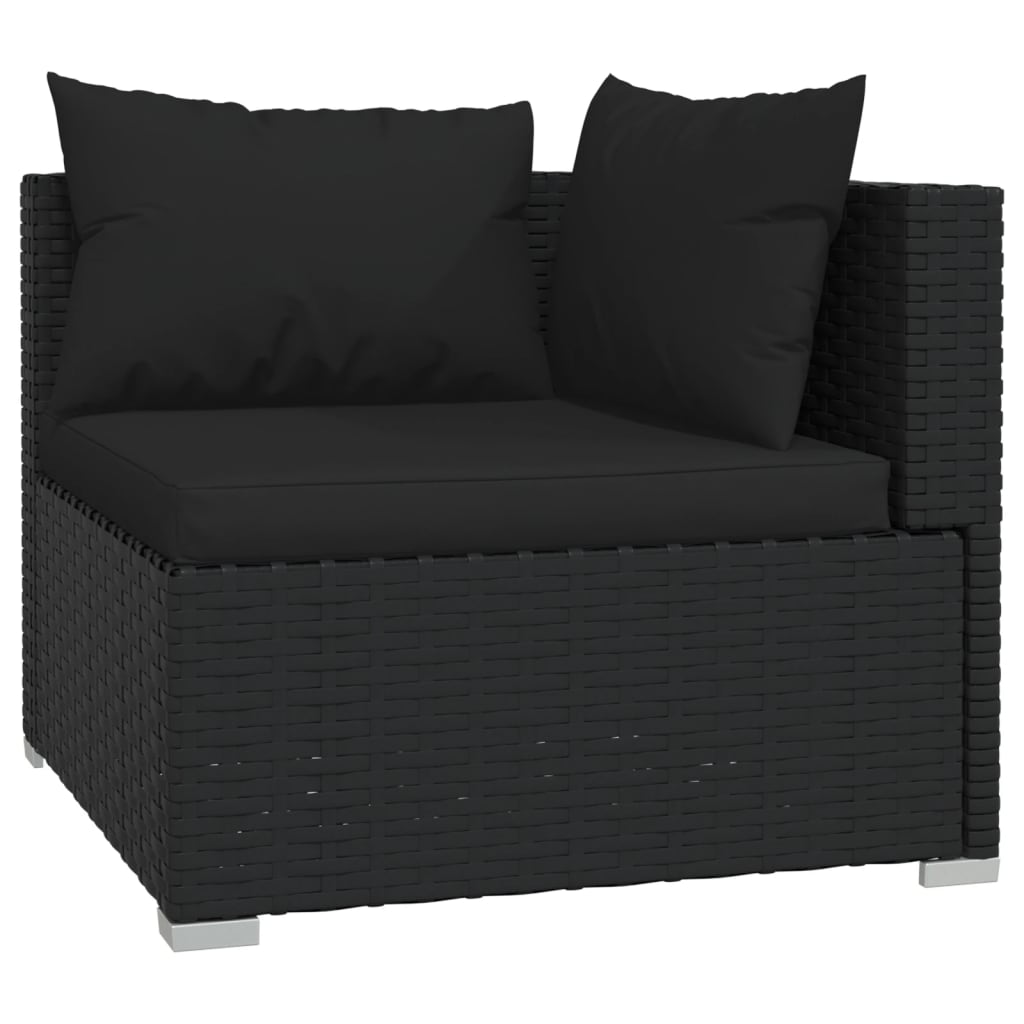 Set Divani da Giardino 4 pz con Cuscini in Polyrattan Nero - homemem39