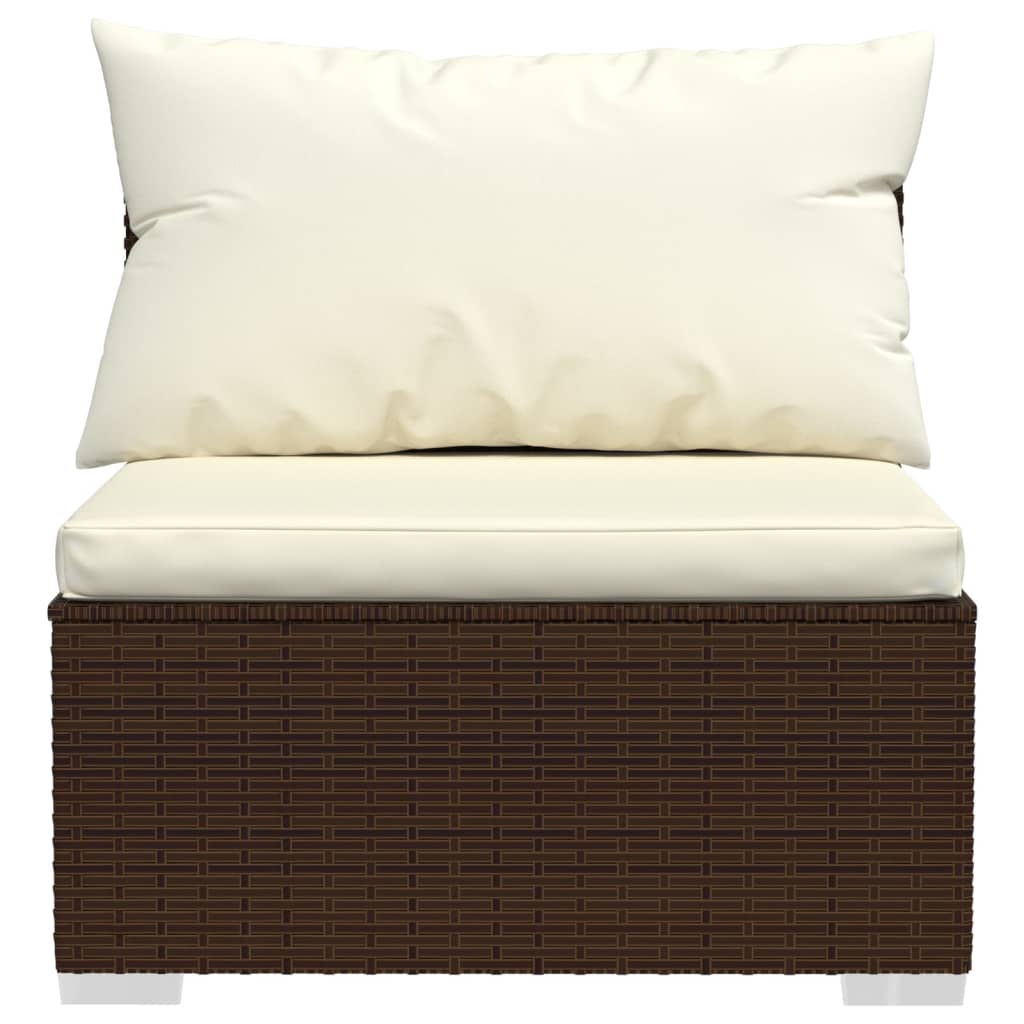 Set Divani da Giardino 4 pz con Cuscini in Polyrattan Marrone - homemem39