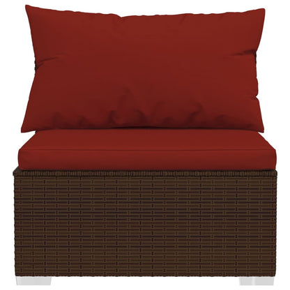 Set Divani da Giardino 4 pz con Cuscini in Polyrattan Marrone - homemem39