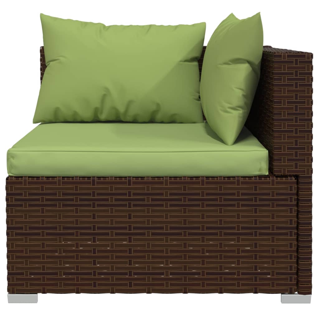 Set Divani da Giardino 4 pz con Cuscini in Polyrattan Marrone - homemem39