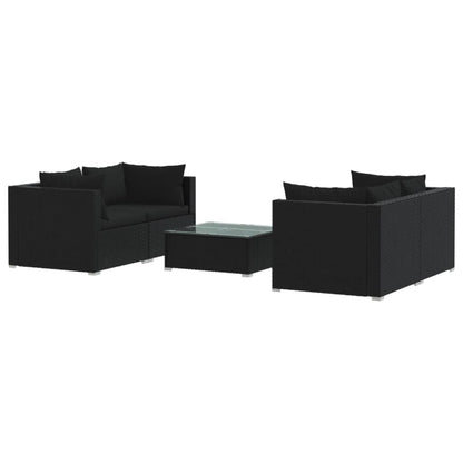 Set Divani da Giardino 5 pz con Cuscini in Polyrattan Nero - homemem39