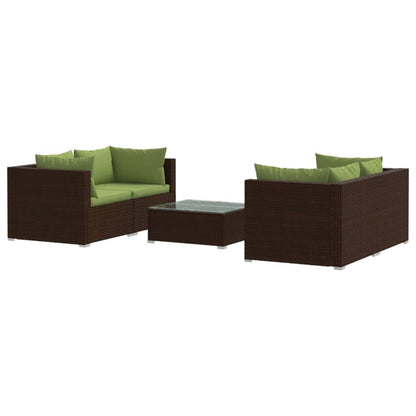 Set Divani da Giardino 5 pz con Cuscini in Polyrattan Marrone - homemem39