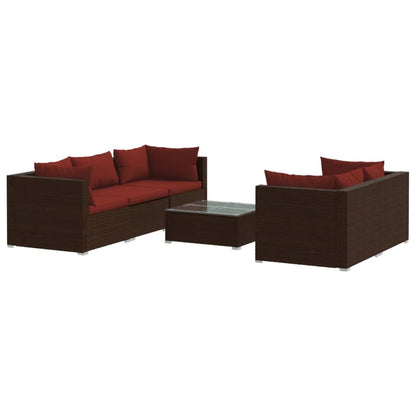 Set Divani da Giardino 6 pz con Cuscini in Polyrattan Marrone - homemem39