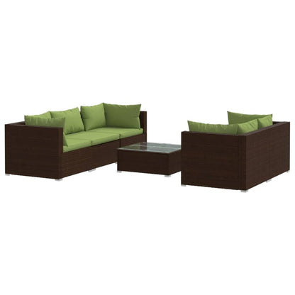 Set Divani da Giardino 6 pz con Cuscini in Polyrattan Marrone - homemem39