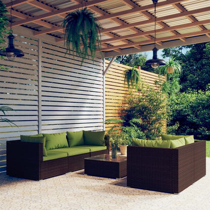 Set Divani da Giardino 6 pz con Cuscini in Polyrattan Marrone - homemem39