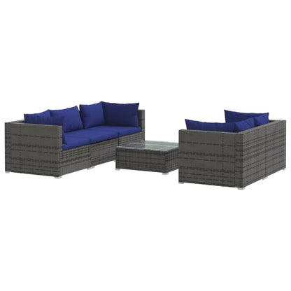 Set Divani da Giardino 6 pz con Cuscini in Polyrattan Grigio - homemem39