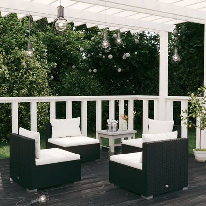 Set Salotto da Giardino 4 pz con Cuscini in Polyrattan Nero - homemem39