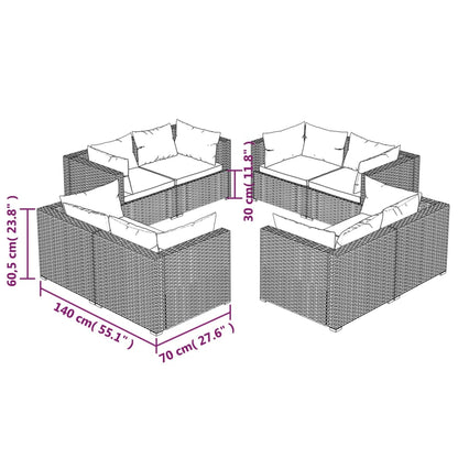 Set Divani da Giardino 8 pz con Cuscini in Polyrattan Nero - homemem39