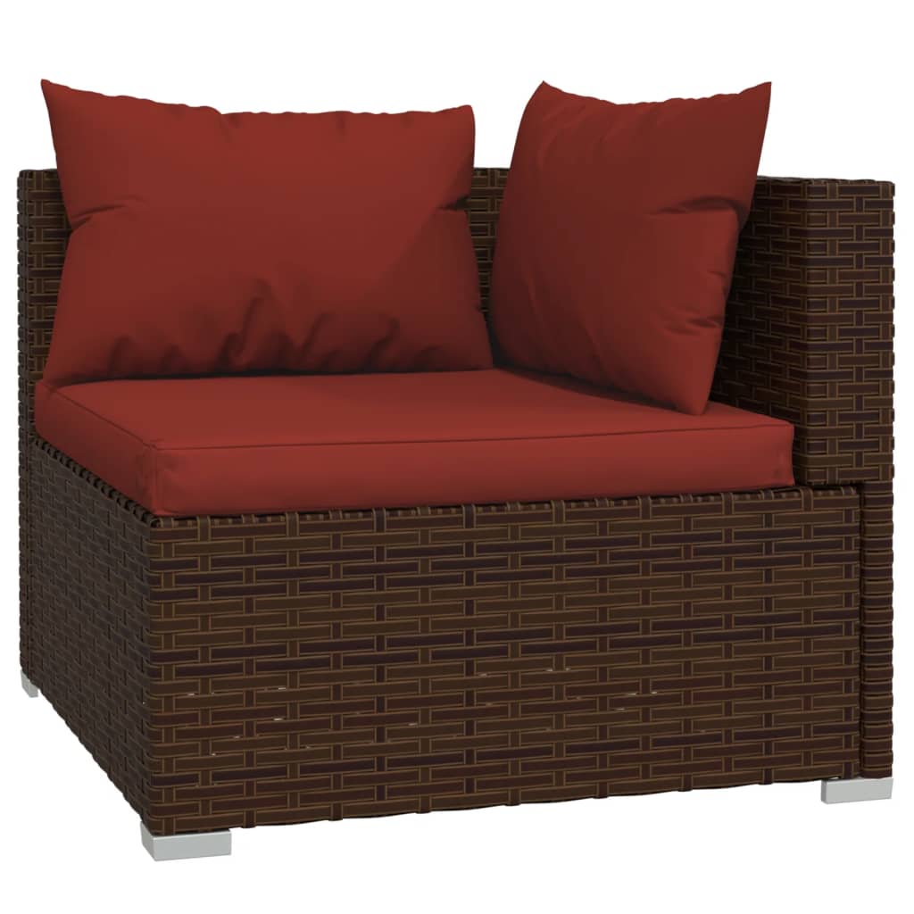 Set Divani da Giardino 5 pz con Cuscini in Polyrattan Marrone - homemem39