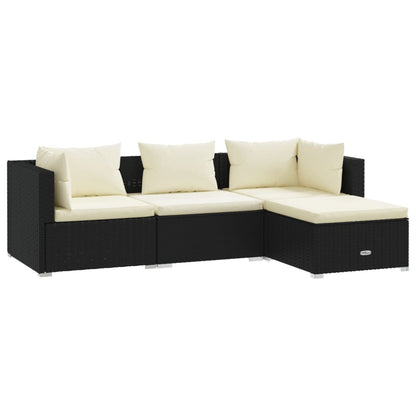 Set Divani da Giardino 4 pz con Cuscini in Polyrattan Nero - homemem39