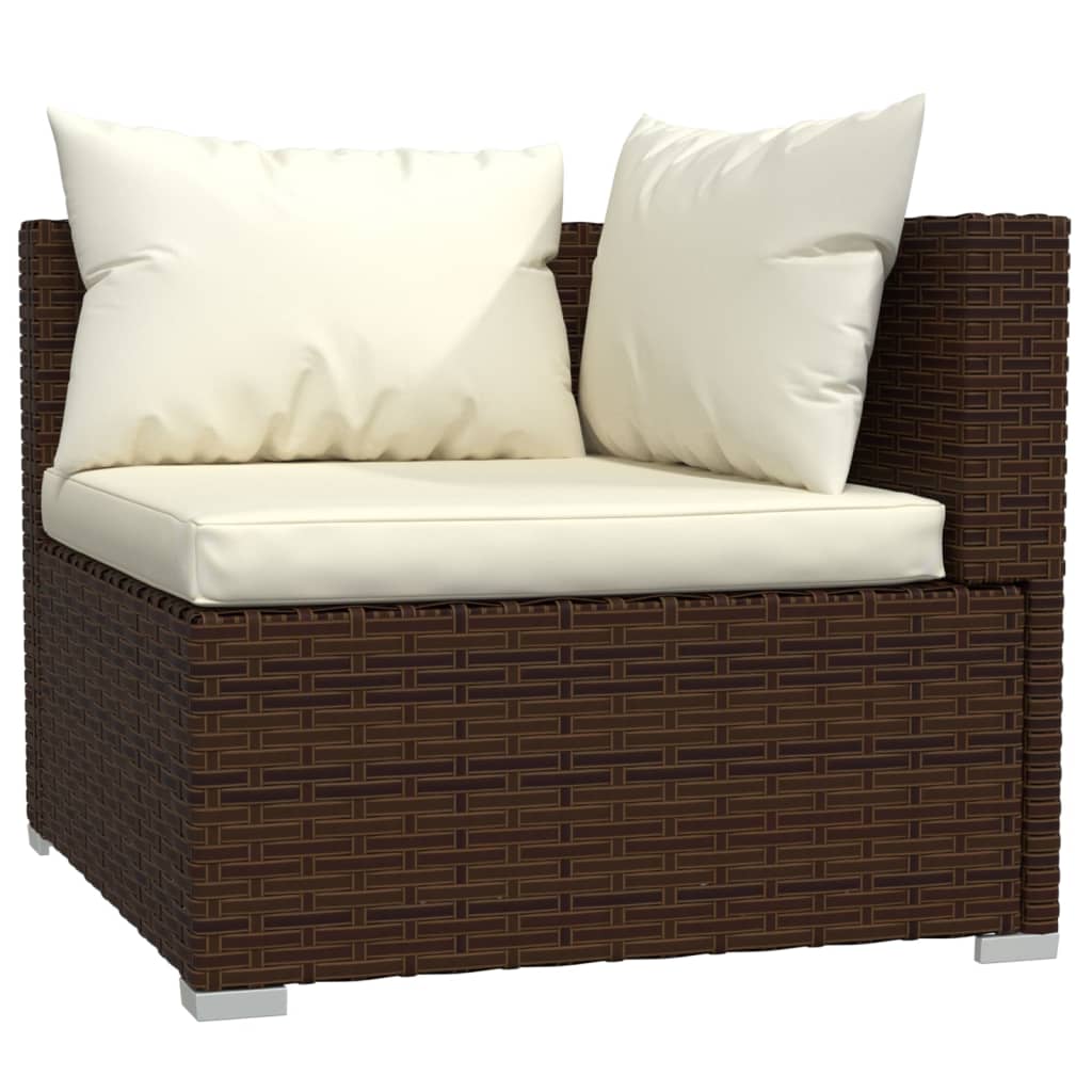 Set Divani da Giardino 4 pz con Cuscini in Polyrattan Marrone - homemem39