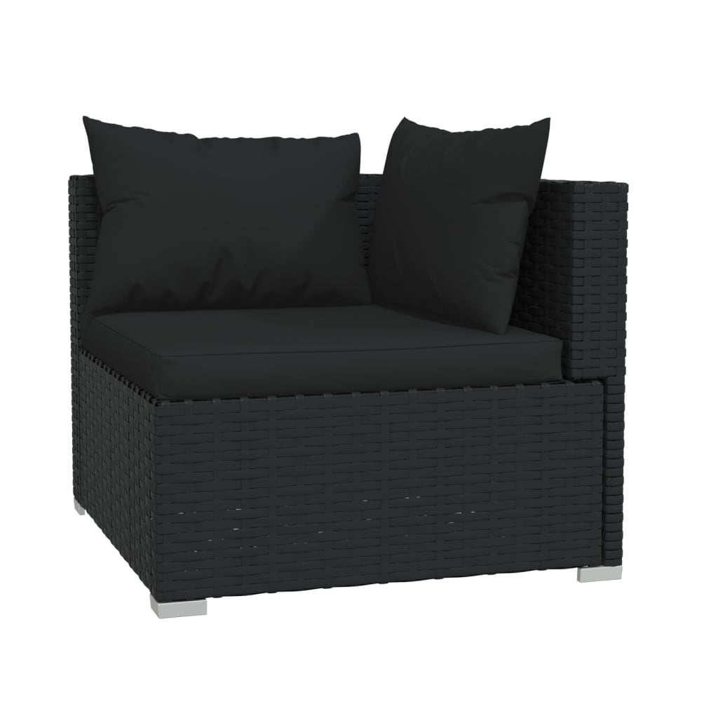 Set Divani da Giardino 5 pz con Cuscini in Polyrattan Nero - homemem39