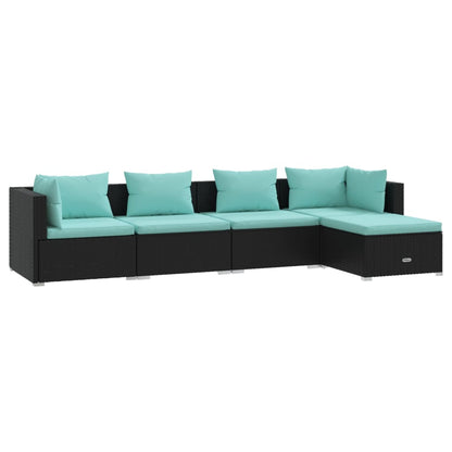 Set Divano da Giardino 5 pz con Cuscini in Polyrattan Nero - homemem39