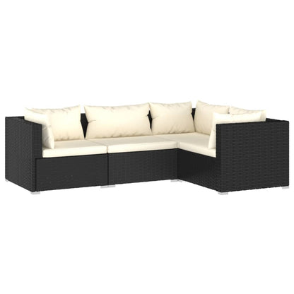 Set Divani da Giardino 4 pz con Cuscini in Polyrattan Nero - homemem39