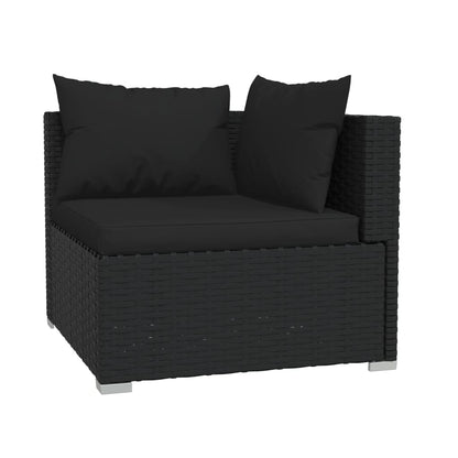 Set Divani da Giardino 4 pz con Cuscini in Polyrattan Nero - homemem39