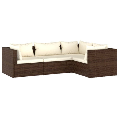 Set Divani da Giardino 4 pz con Cuscini in Polyrattan Marrone - homemem39