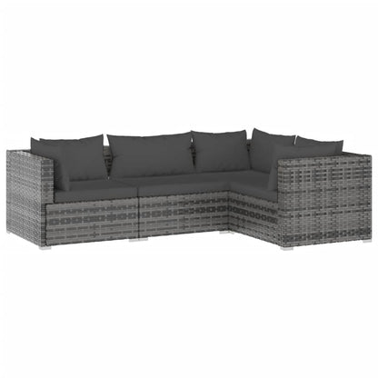 Set Divani da Giardino 4 pz con Cuscini in Polyrattan Grigio - homemem39