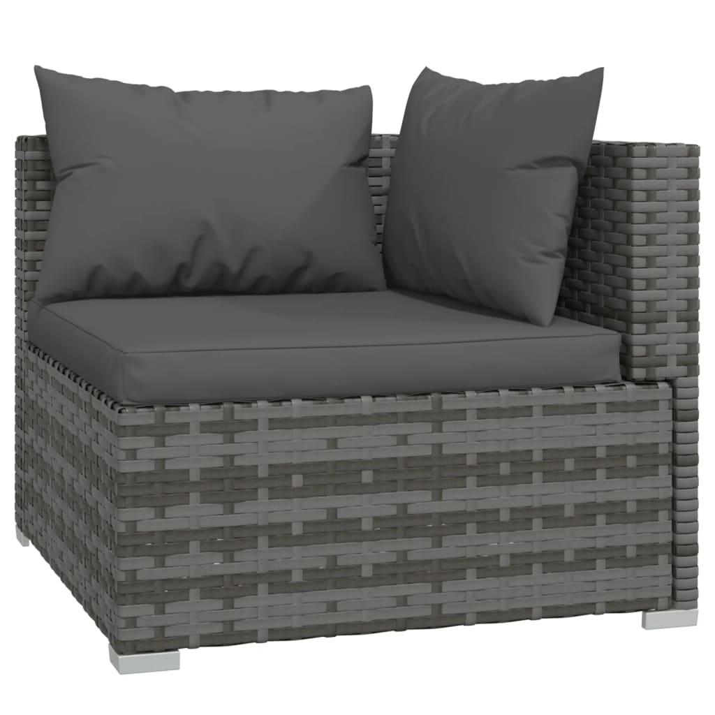 Set Divani da Giardino 4 pz con Cuscini in Polyrattan Grigio - homemem39